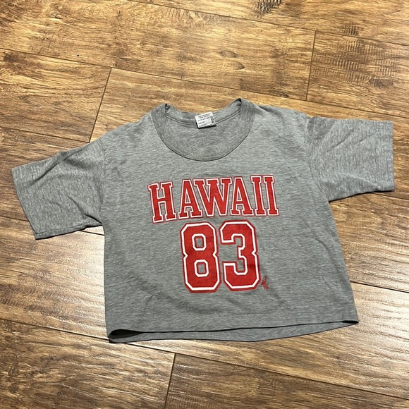 Vintage Hawaii 83 Poly Tee crop top by Tee Jays - Picture 1 of 7